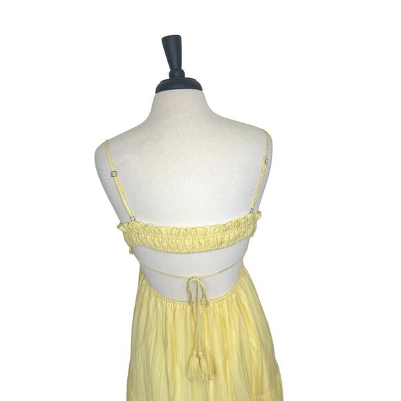 Yellow Spaghetti Strap Sleeveless Bustier A-line Maxi Sundress Open Back Sz M - Picture 8 of 10